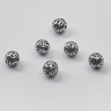 Kulki we wzorki ze stali chirurgicznej do męskich bransoletek w kolorze srebrnym 8mm
