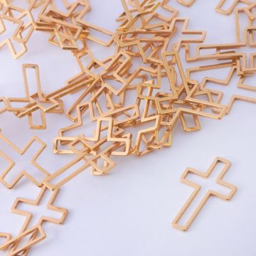 Baza geometryczna ze stali chirurgicznej krzyż w kolorze złotym 22x14mm