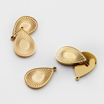 Zawieszka ze stali chirurgicznej grawerowana łezka w kolorze złotym 20mm PVD