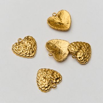 Zawieszka ze stali chirurgicznej serce plecione w kolorze złotym 14mm PVD