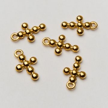 Zawieszka ze stali chirurgicznej krzyż z kulek  w kolorze złotym 20mm PVD