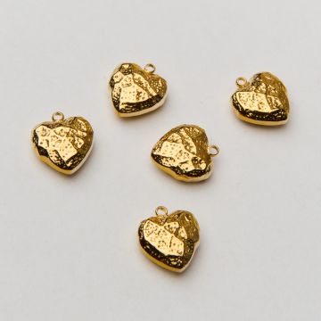 Zawieszka ze stali chirurgicznej serce pełne gniecione w kolorze złotym 13,5mm PVD