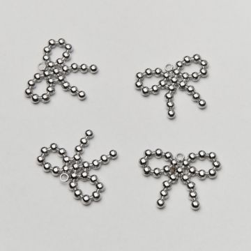 Zawieszka ze stali chirurgicznej kokardka z kulek w kolorze srebrnym 19,5mm