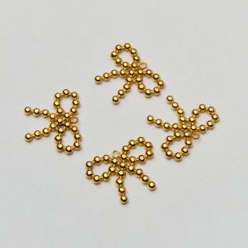 Zawieszka ze stali chirurgicznej kokardka z kulek w kolorze złotym 19,5mm PVD