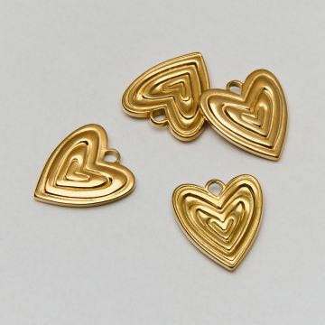 Zawieszka ze stali chirurgicznej multi serce w kolorze złotym 19mm PVD