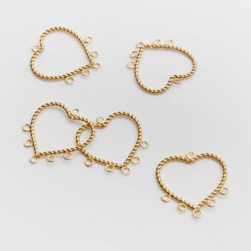 Baza kolczyka ze stali chirurgicznej serce z podwieszeniami w kolorze złotym 20,5mm PVD