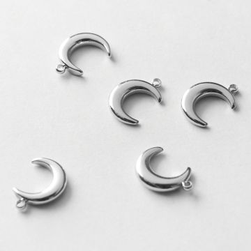 Zawieszka ze stali chirurgicznej wypukły księżyc w kolorze srebrnym 12x9mm