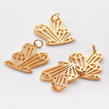 Zawieszka ze stali chirurgicznej kryształy mocy w kolorze złotym 21mm