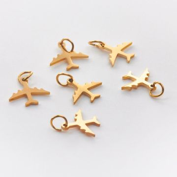 Zawieszka ze stali chirurgicznej samolot w kolorze złotym 10,5mm PVD