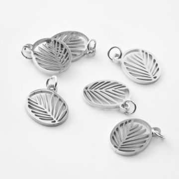 Zawieszka ze stali chirurgicznej liść palmowy w kolorze srebrnym 13mm