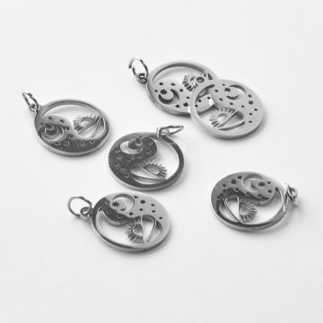 Zawieszka ze stali chirurgicznej dzień i noc w kolorze srebrnym 17mm