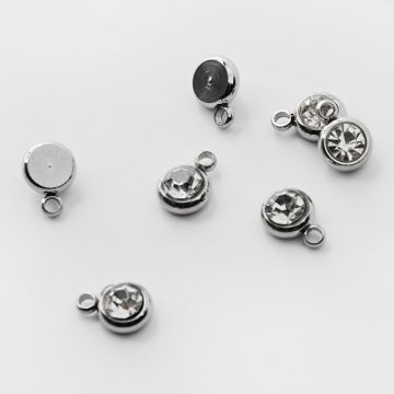 Zawieszka ze stali chirurgicznej z białą cyrkonią w kolorze srebrnym 8,5mm