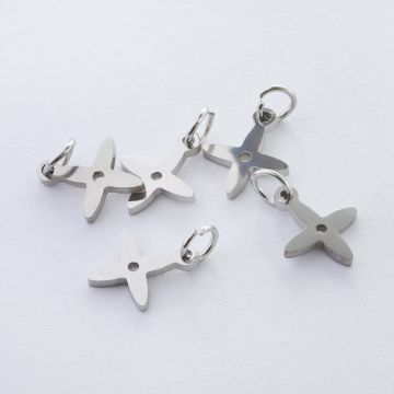 Zawieszka ze stali chirurgicznej kwiatek kolor w kolorze srebrnym 11,5mm