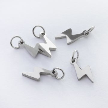 Zawieszka ze stali chirurgicznej piorun kolor srebrny 14mm