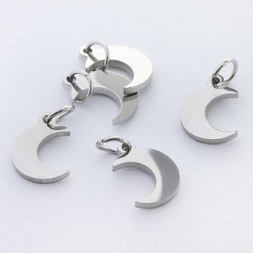 Zawieszka ze stali chirurgicznej księżyc kolor w kolorze srebrnym 8,5mm