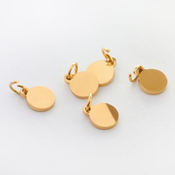 Zawieszka ze stali chirurgicznej mini kółko w kolorze złotym 6mm