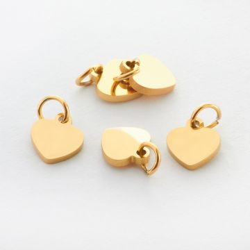 Zawieszka ze stali chirurgicznej mini serce w kolorze złotym 8mm