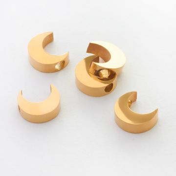 Koralik ze stali chirurgicznej księżyc w kolorze złotym 6,5x7,5mm
