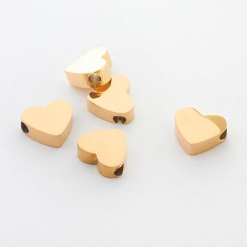 Koralik ze stali chirurgicznej serce w kolorze złotym 5,5mm