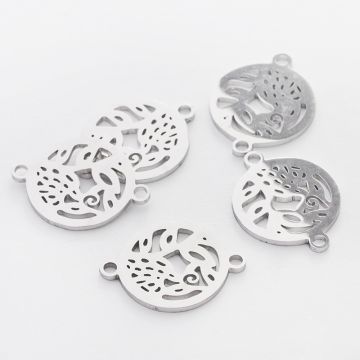 Łącznik ze stali chirurgicznej kwietna łąka w kolorze srebrnym 19,5mm