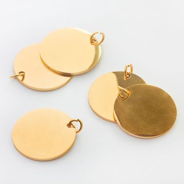 Zawieszka ze stali chirurgicznej kółko gładkie w kolorze złotym 20mm