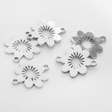 Łącznik ze stali chirurgicznej kwiatek w kolorze srebrnym 16mm
