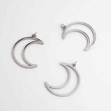Zawieszka ze stali chirurgicznej księżyc wycięty w kolorze srebrnym 24mm