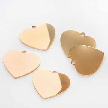 Zawieszka ze stali chirurgicznej serce gładkie do naszyjników w kolorze złotym 17mm PVD