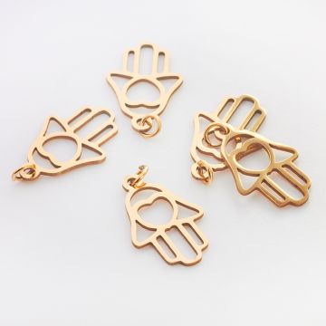 Zawieszka ze stali chirurgicznej ręka fatimy wycięta do naszyjników w kolorze złotym 26mm