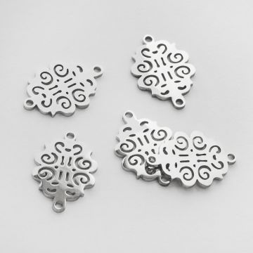 Łącznik ze stali chirurgicznej ażurowy w kolorze srebrnym 19mm