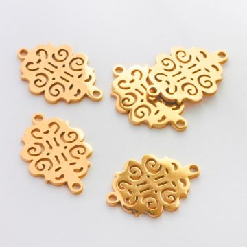 Łącznik ze stali chirurgicznej ażurowy w kolorze złotym 19mm