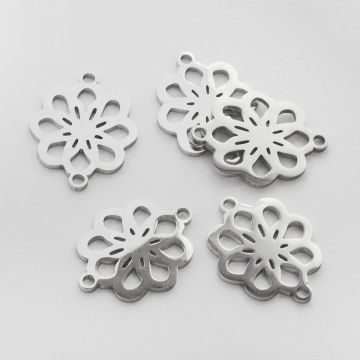 Łącznik ze stali chirurgicznej kwiatek w kolorze srebrnym 20mm