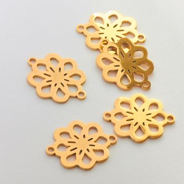 Łącznik ze stali chirurgicznej kwiatek w kolorze złotym 20mm