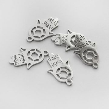 Zawieszka ze stali chirurgicznej ręka fatimy z gwiazdką w kolorze srebrnym 17mm