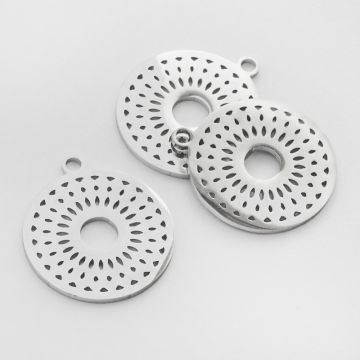 Zawieszka ze stali chirurgicznej serwetka w kolorze srebrnym 20mm