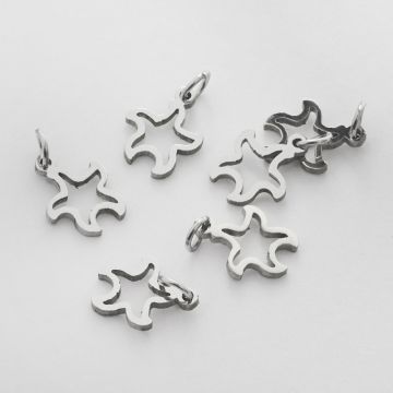 Mini zawieszka ze stali chirurgicznej rozgwiazda w kolorze srebrnym 12mm