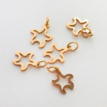 Mini zawieszka ze stali chirurgicznej rozgwiazda w kolorze złotym 12mm