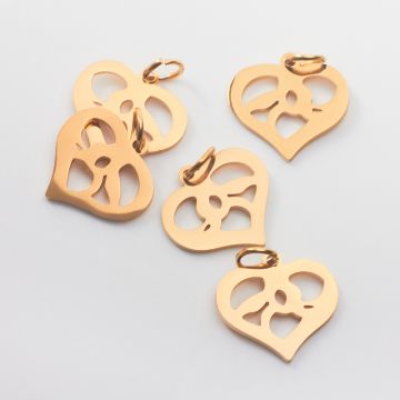 Zawieszka ze stali chirurgicznej serce w kolorze złotym 13mm