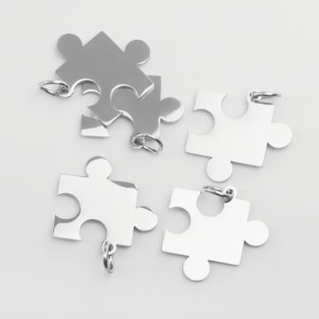 Zawieszka ze stali chirurgicznej puzzel w kolorze srebrnym 17,5mm