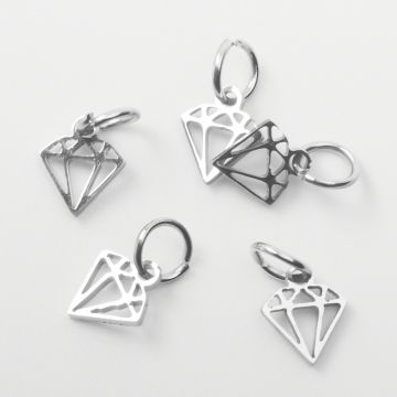 Zawieszka ze stali chirurgicznej mini diamencik w kolorze srebrnym 9mm