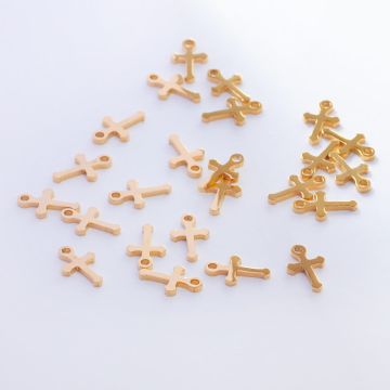 Zawieszka ze stali chirurgicznej krzyż w kolorze złotym 11,5mm