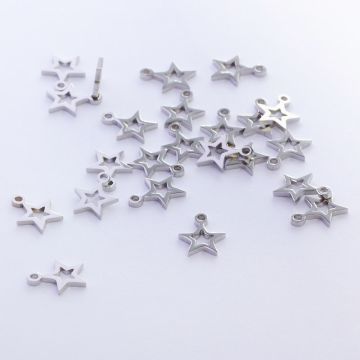 Zawieszka ze stali chirurgicznej gwiazdka w kolorze srebrnym 9mm