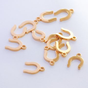 Zawieszka ze stali chirurgicznej podkowa w kolorze złotym 11,5mm
