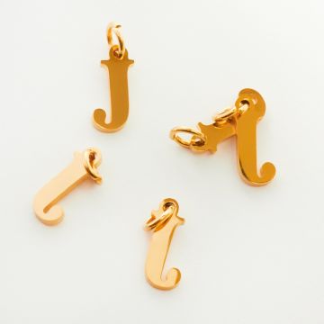 Zawieszka ze stali chirurgicznej literka J w kolorze złotym 10mm