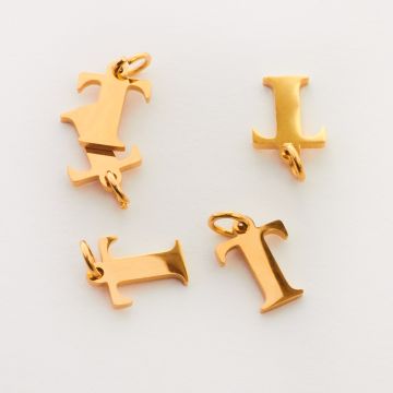 Zawieszka ze stali chirurgicznej literka T w kolorze złotym 8mm
