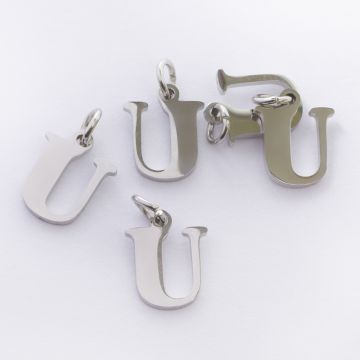 Zawieszka ze stali chirurgicznej literka U w kolorze srebrnym 8mm