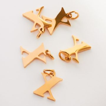 Zawieszka ze stali chirurgicznej literka X w kolorze złotym 8mm