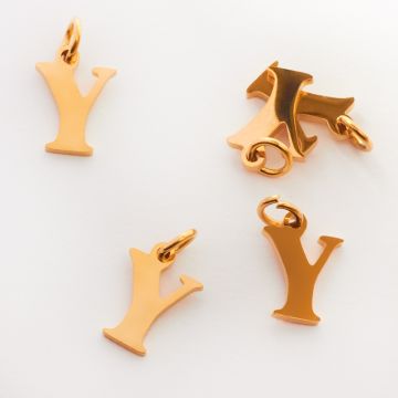 Zawieszka ze stali chirurgicznej literka Y w kolorze złotym 8mm