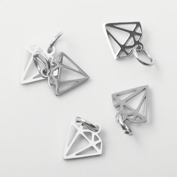 Zawieszka ze stali chirurgicznej diamencik w kolorze srebrnym 9,5mm