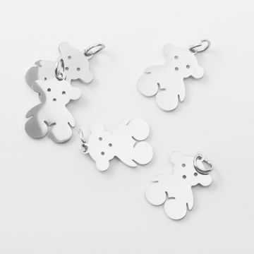 Zawieszka stali chirurgicznej miś w kolorze srebrnym 16,5mm